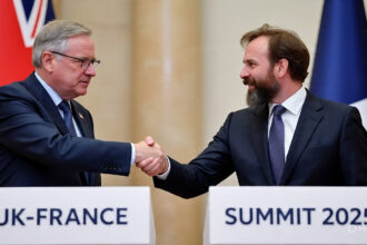Starmer and Macron addressing a joint press conference on diplomatic cooperation and rising populism