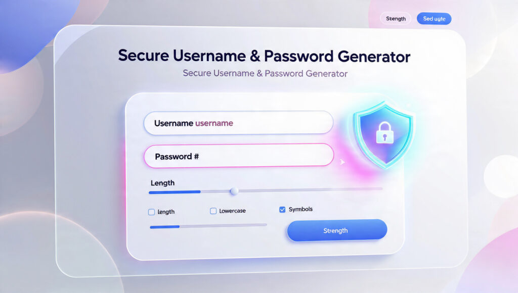 Username generator and password generator creating secure and unique online credentials